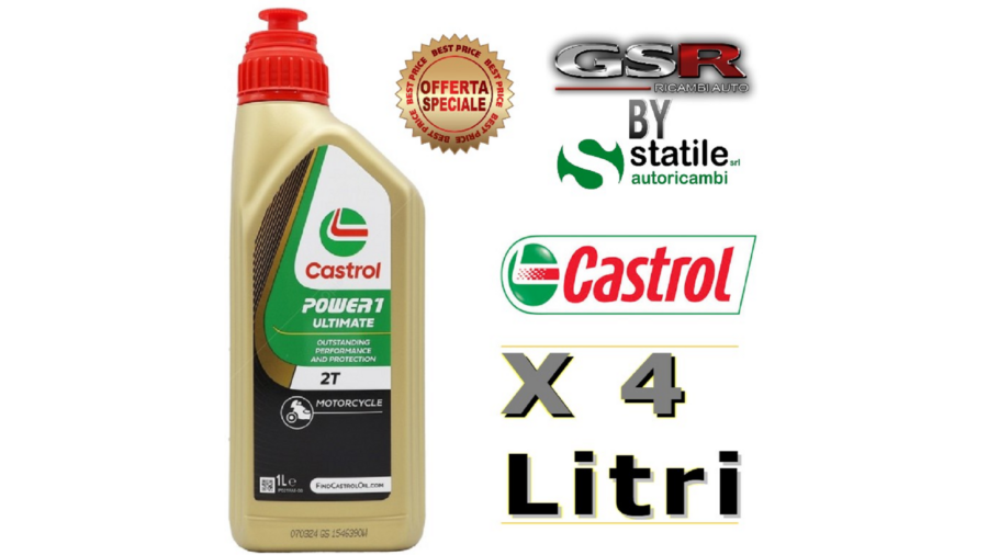 4 Litri Olio-Lubrificante Castrol Moto 2T Power 1 Ultimate Lt.1
